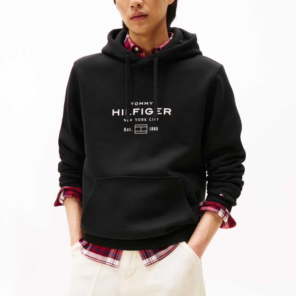 TOMMY HILFIGER - Polerón Hoodie Oval Logo Gráfico Negro Tommy Hilfiger