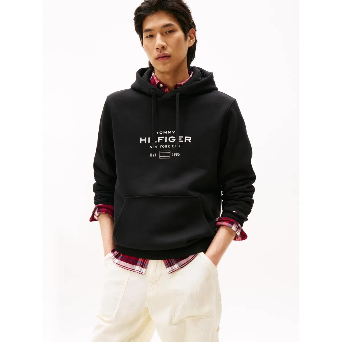 TOMMY HILFIGER - Polerón Hoodie Oval Logo Gráfico Negro Tommy Hilfiger