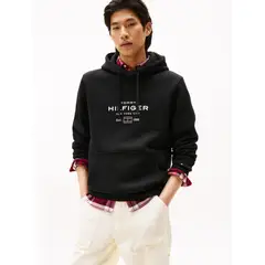 TOMMY HILFIGER - Polerón Hoodie Oval Logo Gráfico Negro