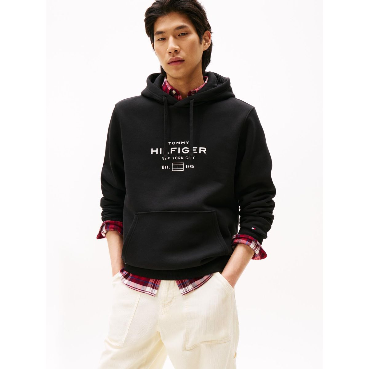 TOMMY HILFIGER - Polerón Hoodie Oval Logo Gráfico Negro Tommy Hilfiger