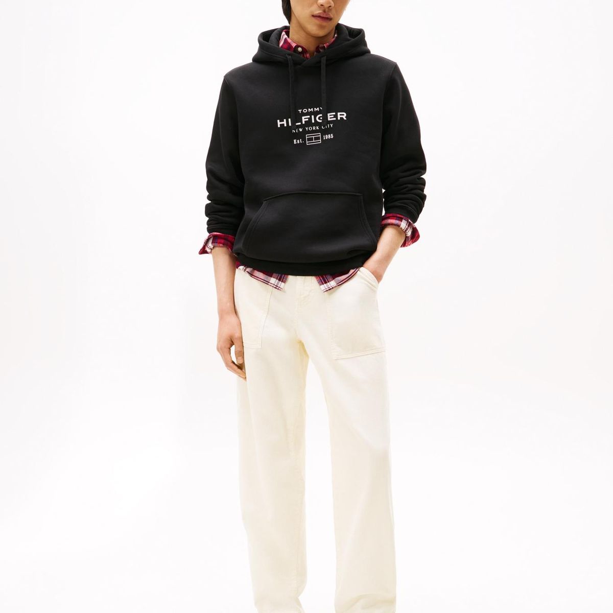 TOMMY HILFIGER - Polerón Hoodie Oval Logo Gráfico Negro Tommy Hilfiger