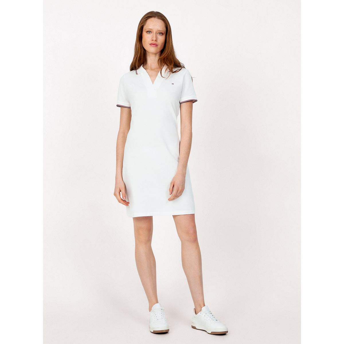 TOMMY HILFIGER - Vestido Polo Manga Con Logo Blanco Tommy Hilfiger