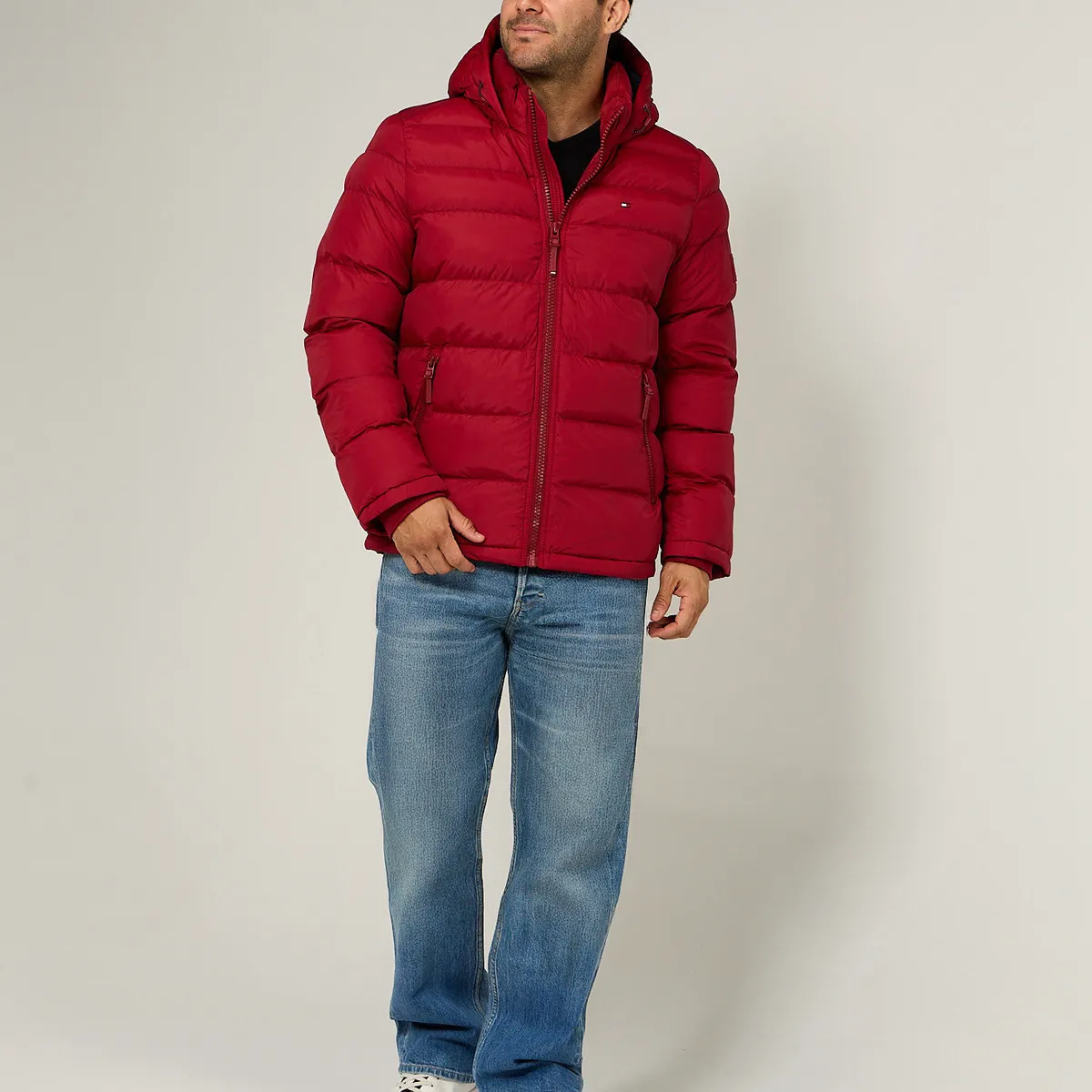 TOMMY HILFIGER - Parka Acolchada Con Gorro Rojo Tommy Hilfiger