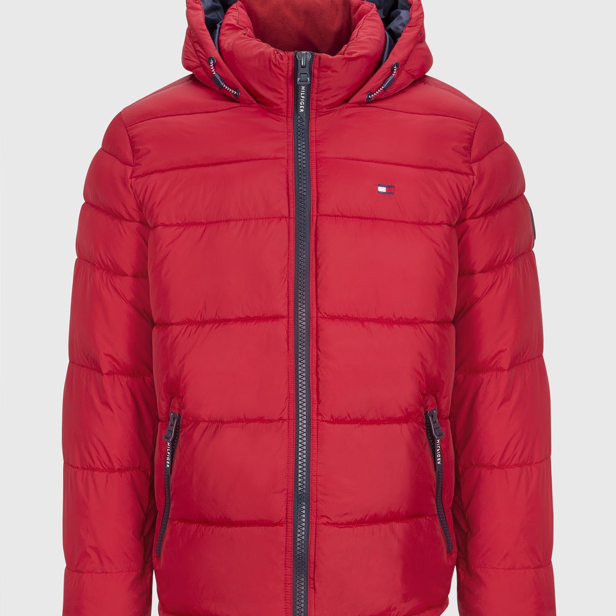 TOMMY HILFIGER - Parka Acolchada Con Gorro Rojo Tommy Hilfiger