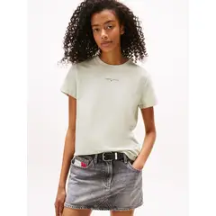 TOMMY HILFIGER - Polera Regular Fit Logo Lineal Verde Tommy Jeans