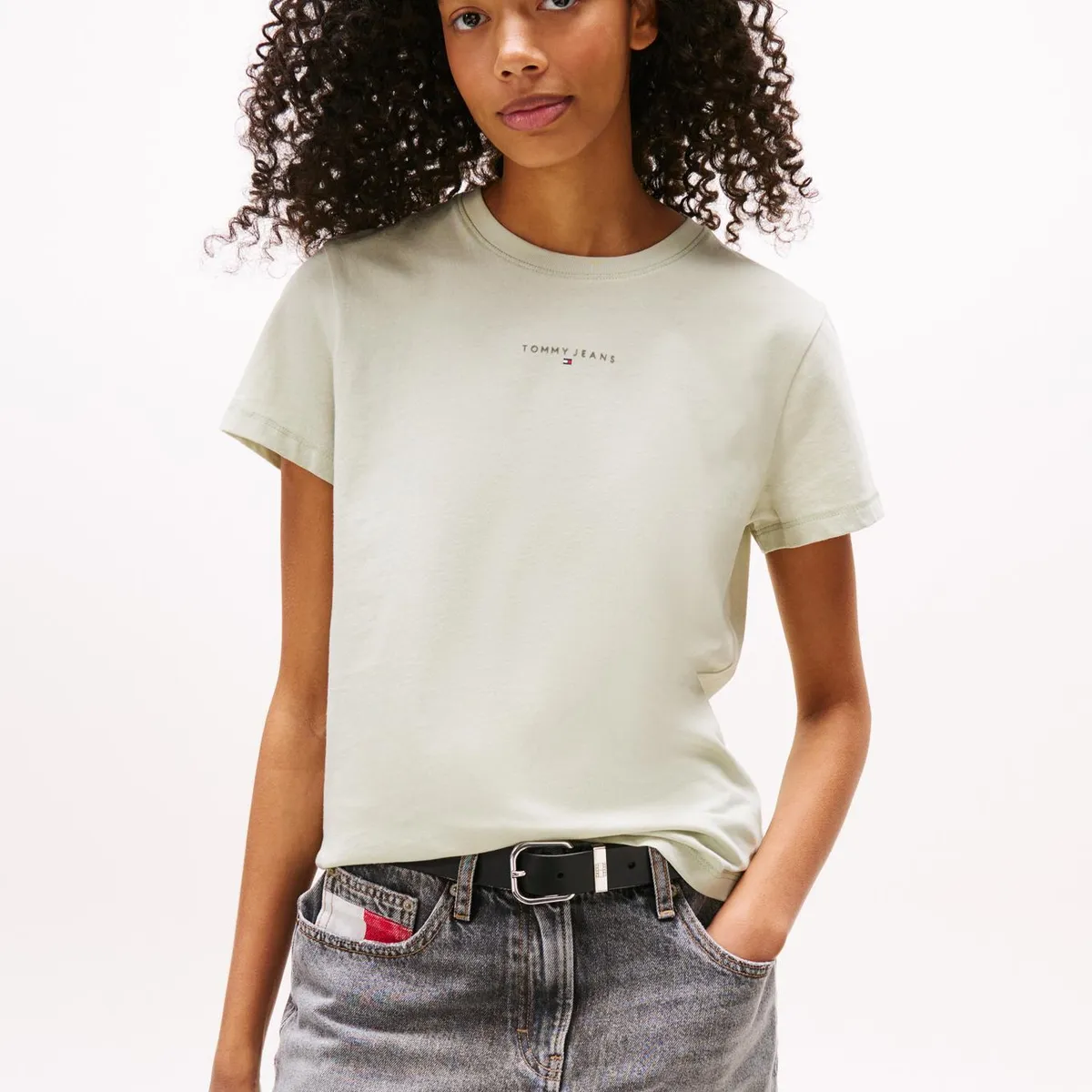 TOMMY HILFIGER - Polera Regular Fit Logo Lineal Verde Tommy Jeans