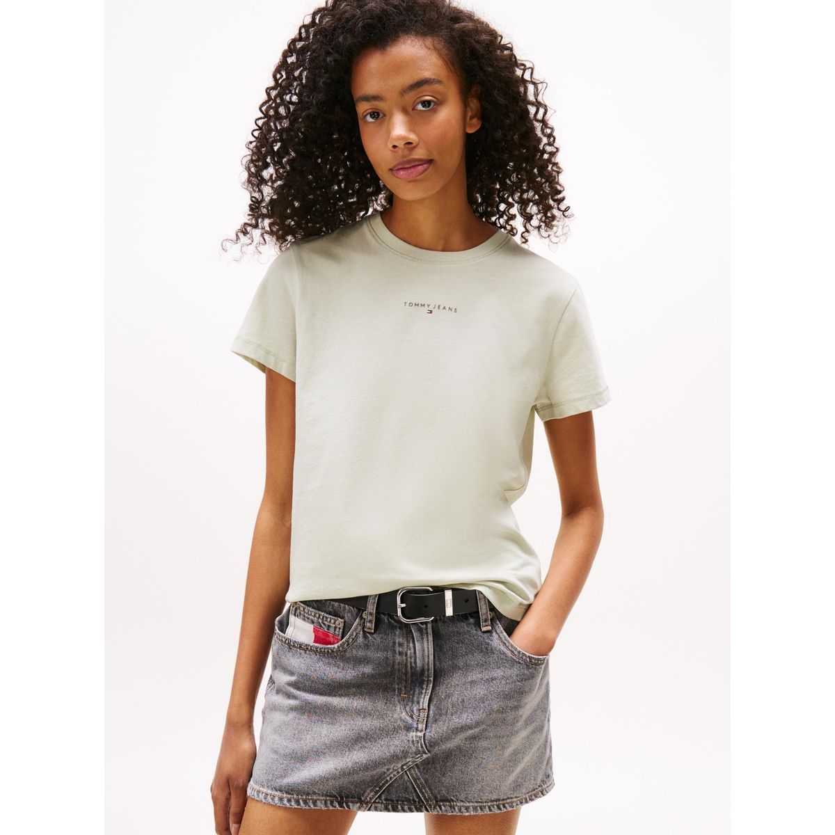 TOMMY HILFIGER - Polera Regular Fit Logo Lineal Verde Tommy Jeans