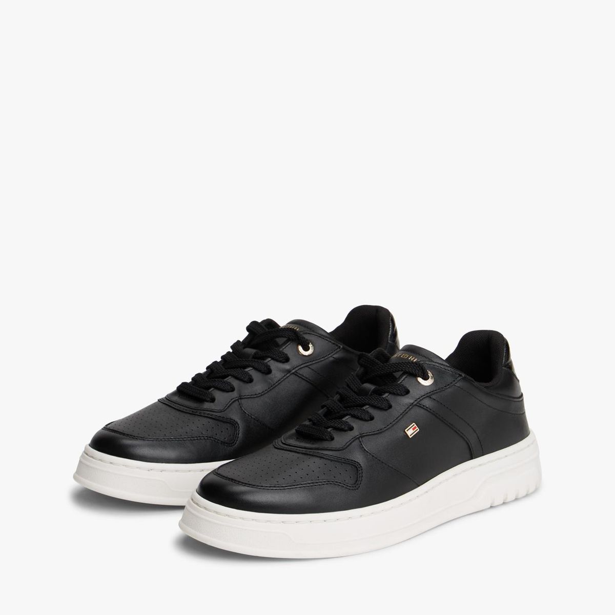 TOMMY HILFIGER - Zapatillas De Cuero Suela Cupsole Negro Tommy Hilfiger