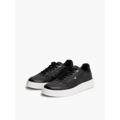 TOMMY HILFIGER - Zapatillas De Cuero Suela Cupsole Negro