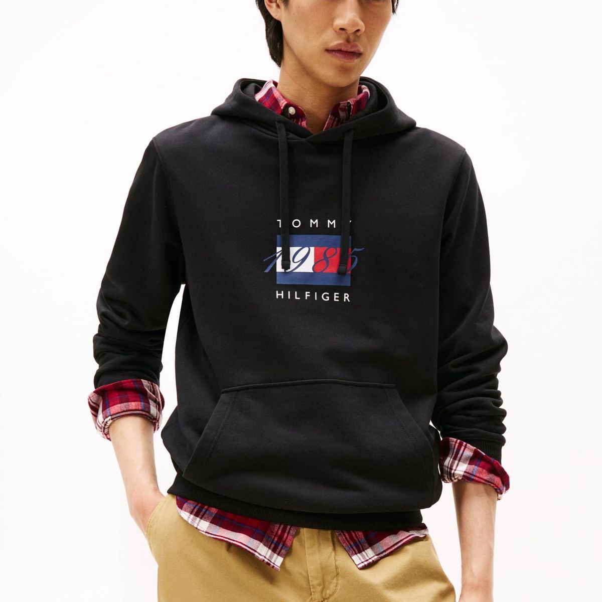 TOMMY HILFIGER - Polerón Hoodie Con Logo Gráfico Negro Tommy Hilfiger