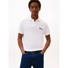 TOMMY HILFIGER - Polo Con Logo Gráfico Regular Fit Blanco