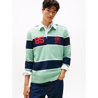 Polo De Rugby A Rayas Relaxed Fit Verde Tommy Jeans