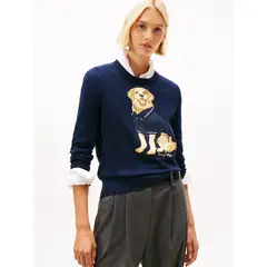 TOMMY HILFIGER - Sweater Con Logo De Perro Azul