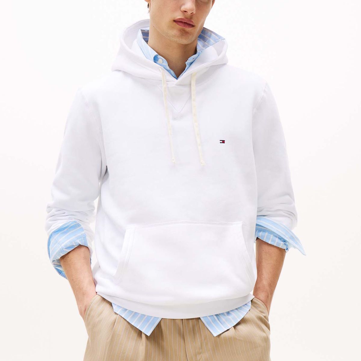 TOMMY HILFIGER - Polerón Hoodie Essential Con Logo Blanco Tommy Hilfiger