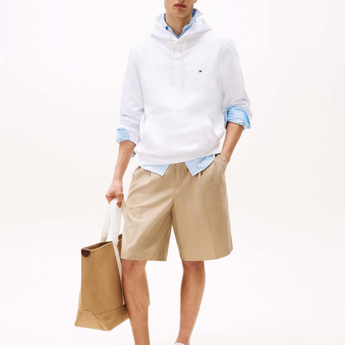 TOMMY HILFIGER - Polerón Hoodie Essential Con Logo Blanco Tommy Hilfiger