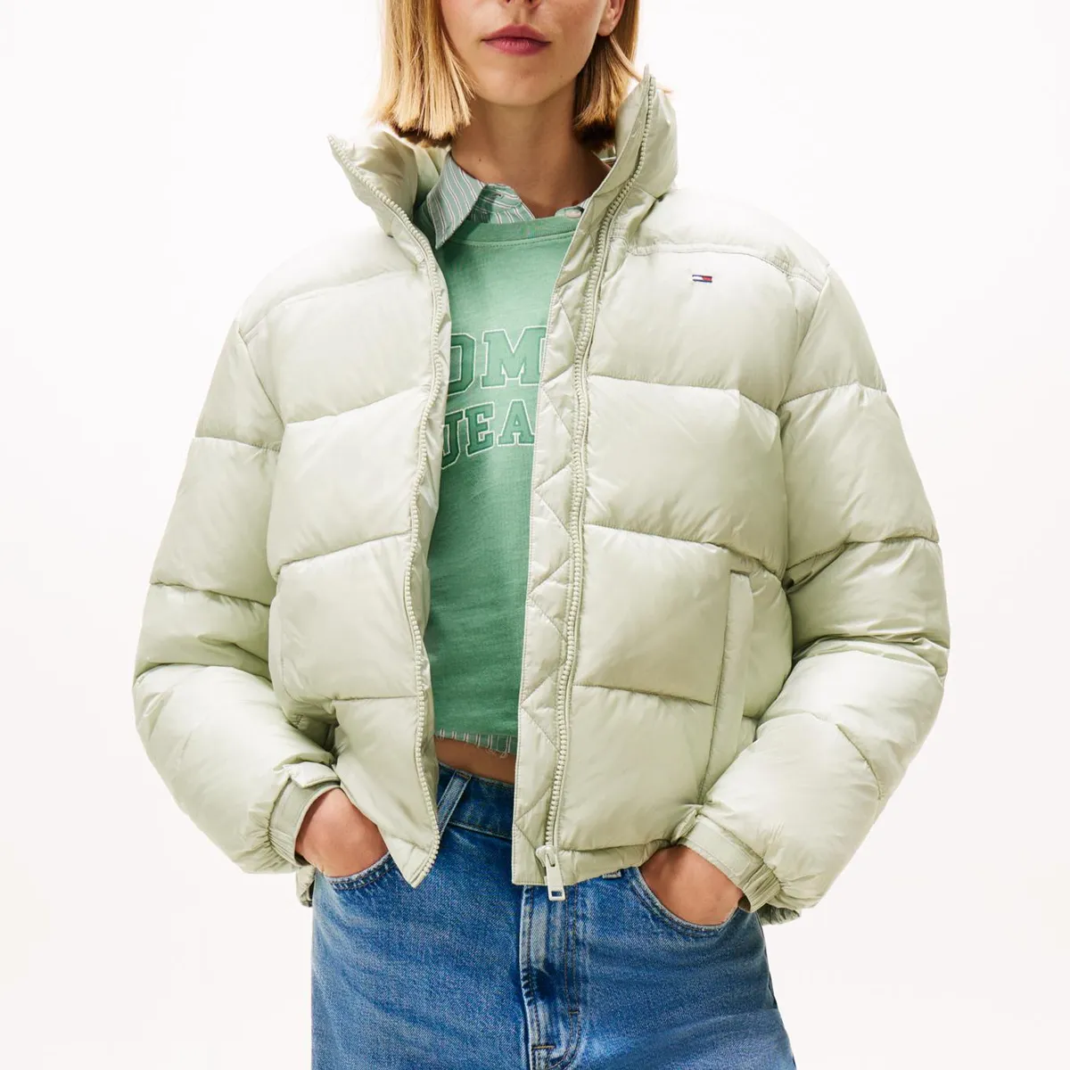 TOMMY HILFIGER - Parka Hooded Acolchada Packable Verde Tommy Jeans