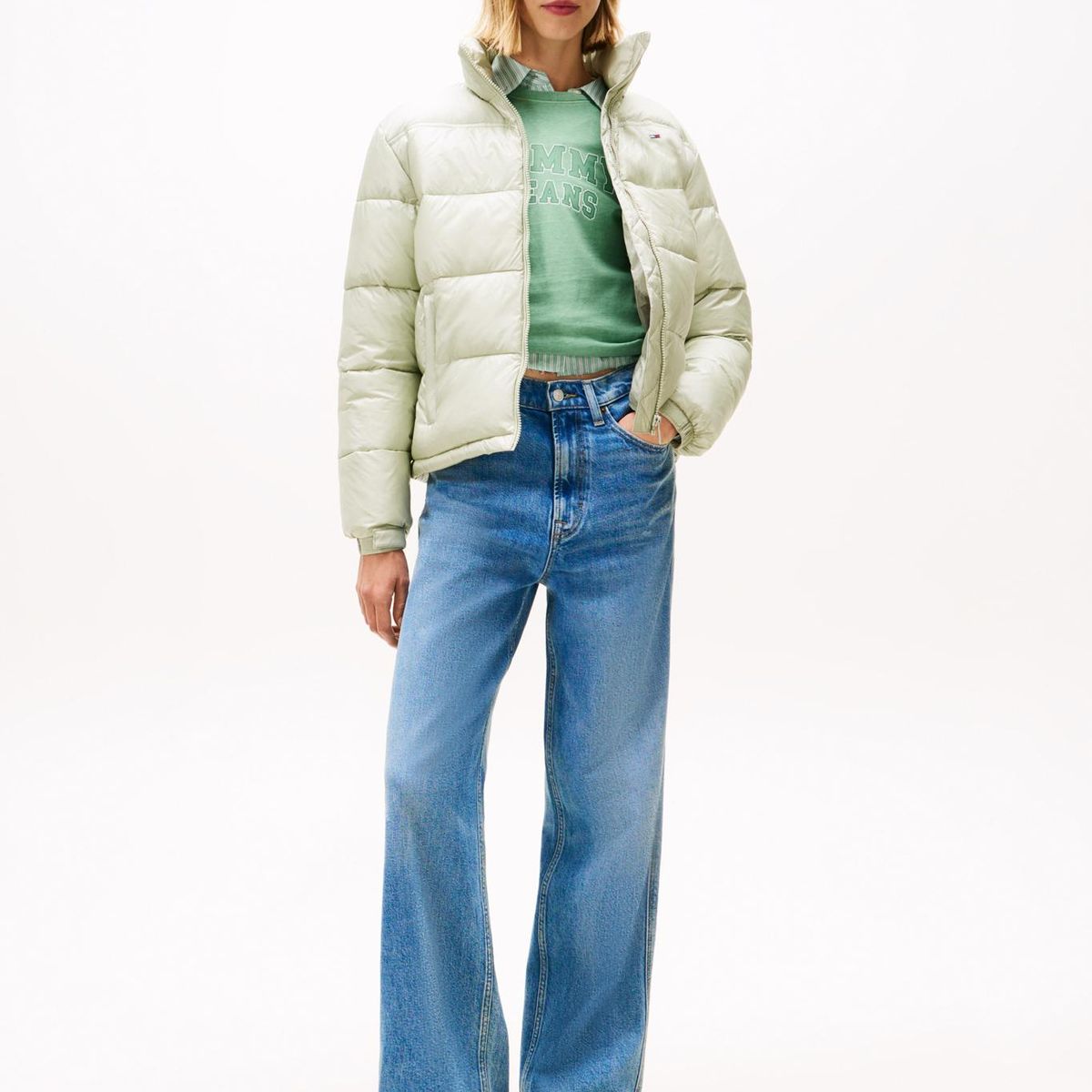 TOMMY HILFIGER - Parka Hooded Acolchada Packable Verde Tommy Jeans