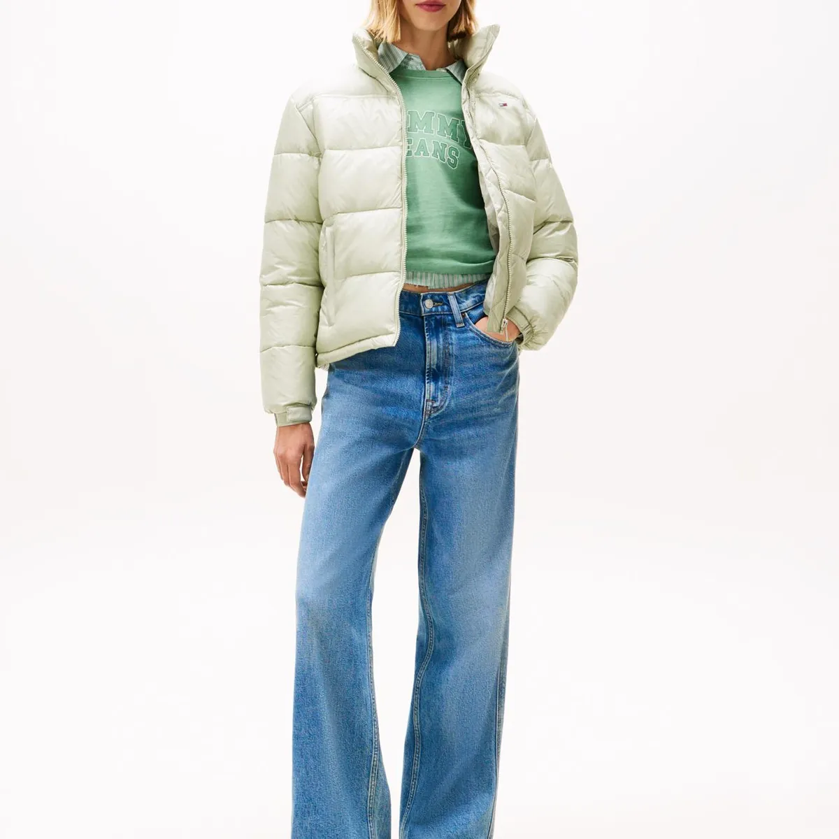TOMMY HILFIGER - Parka Hooded Acolchada Packable Verde Tommy Jeans