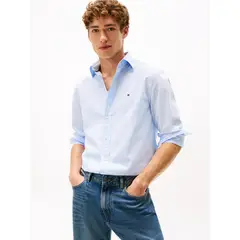 TOMMY HILFIGER - Camisa Core De Popelín Regular Fit Celeste