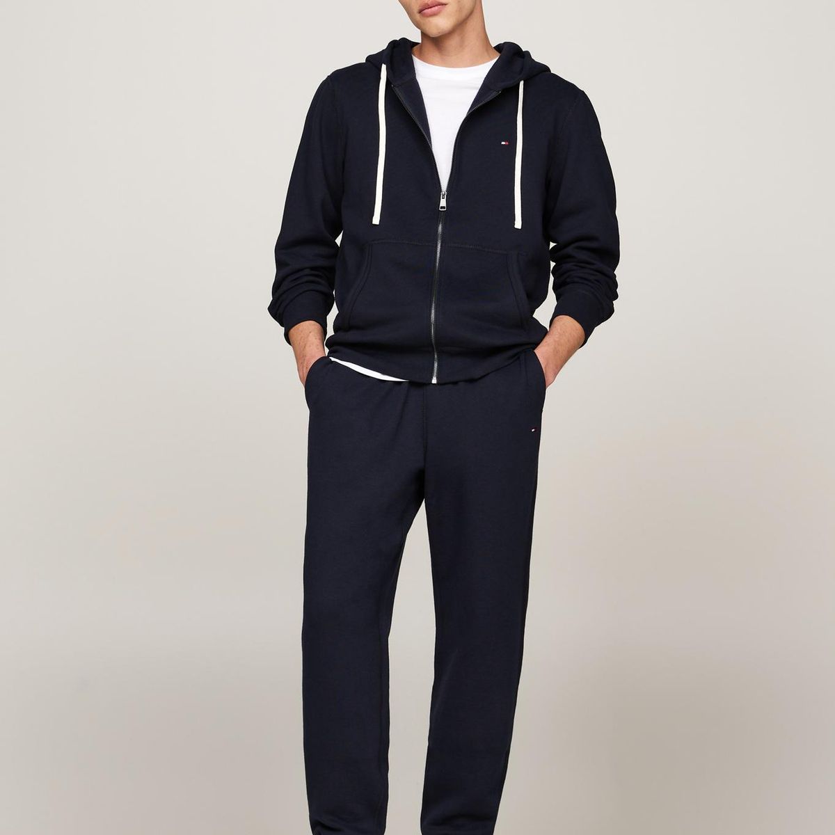 TOMMY HILFIGER - Polerón Hoodie Essential Con Cierre Azul Tommy Hilfiger