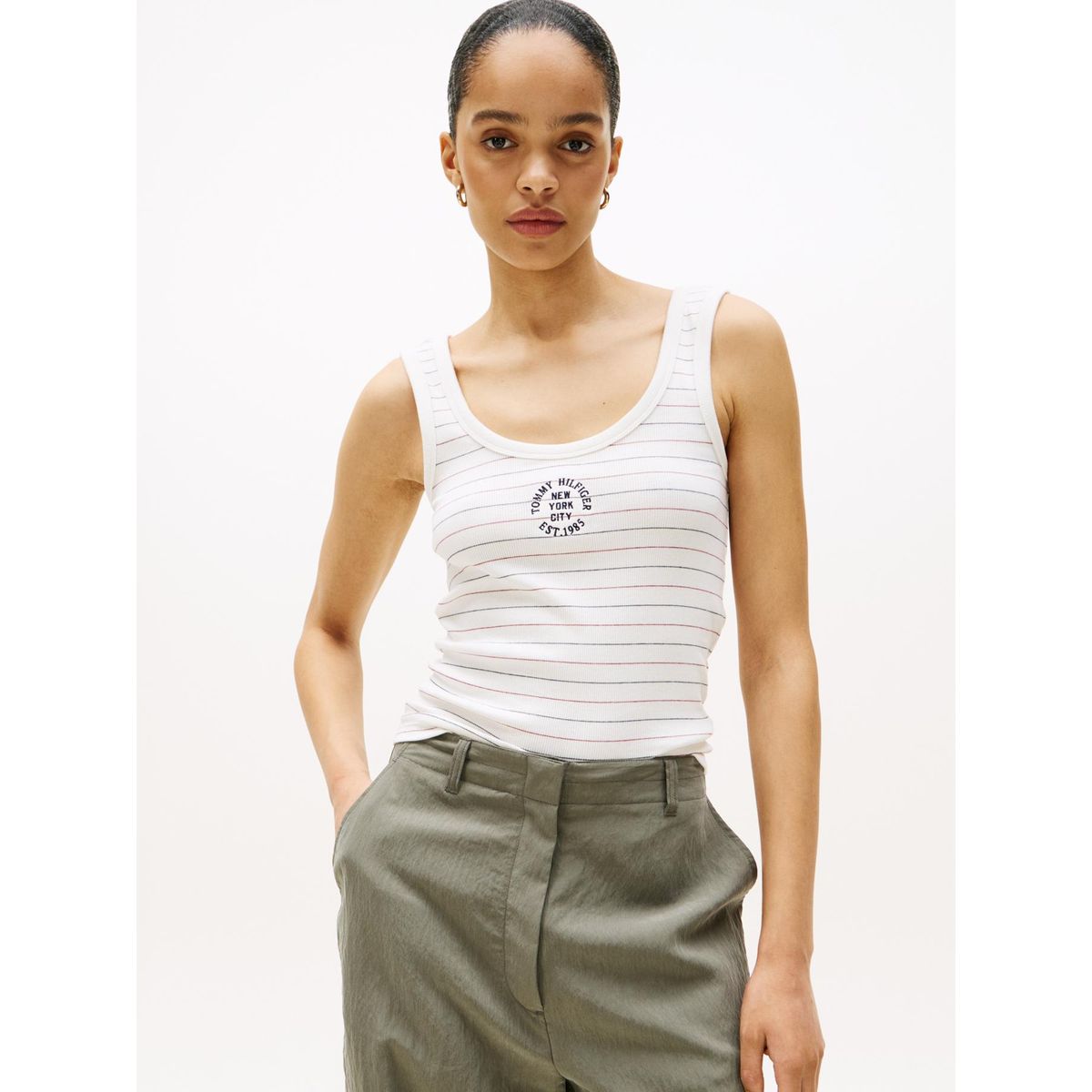 TOMMY HILFIGER - Polera Sin Mangas Slim Fit Blanco Tommy Hilfiger