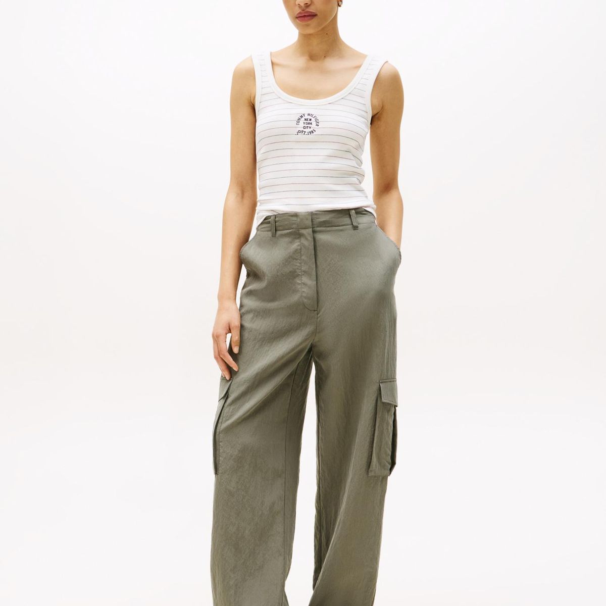 TOMMY HILFIGER - Polera Sin Mangas Slim Fit Blanco Tommy Hilfiger