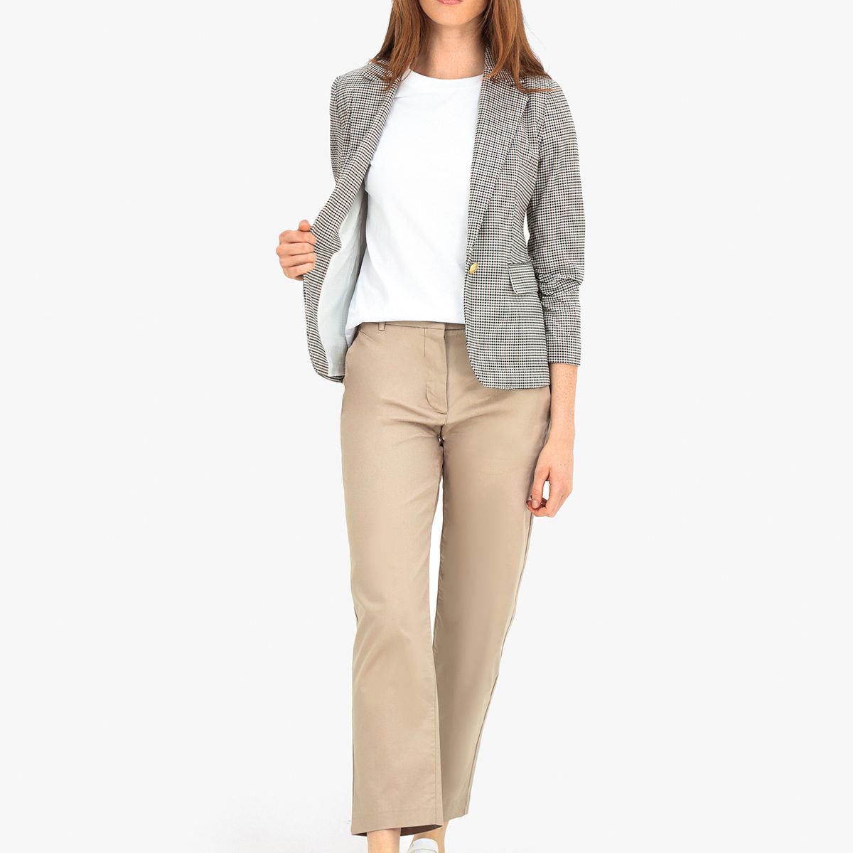 TOMMY HILFIGER - Blazer Con Diseño De Cuadros Beige Tommy Hilfiger