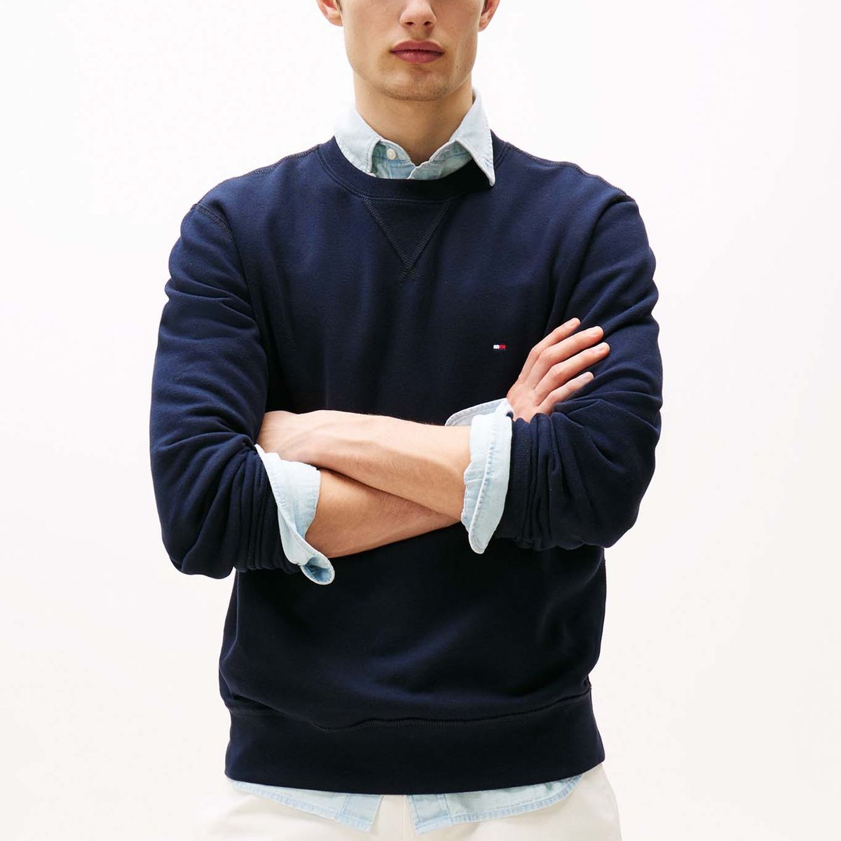 TOMMY HILFIGER - Polerón Essential Con Logo Azul Tommy Hilfiger