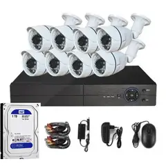 ARTIHOGAR - Kit Pro Cctv Pro 8 Cámaras Cerámica 2MP Ip 66 + Disco Duro 1 Terabyte FULL HD