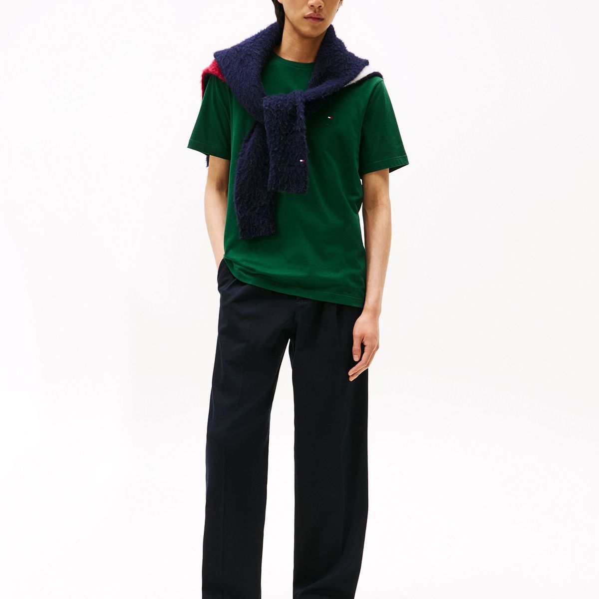 TOMMY HILFIGER - Polera Essential Cotton C-Neck Regular Verde Tommy Hilfiger