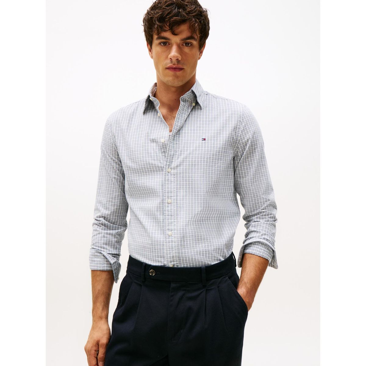 TOMMY HILFIGER - Camisa Th Flex De Corte Regular Azul Tommy Hilfiger