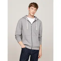 TOMMY HILFIGER - Polerón Hoodie Essential Con Cierre Gris