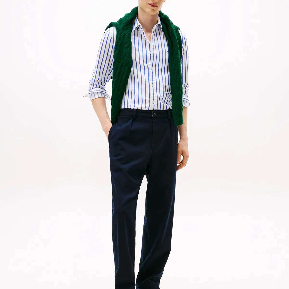 TOMMY HILFIGER - Camisa De Rayas Heritage Oxford Regular Fit Blanco Tommy Hilfiger