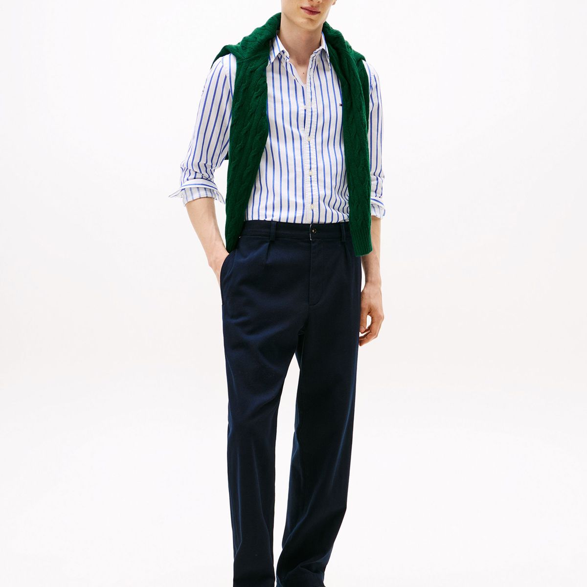 TOMMY HILFIGER - Camisa De Rayas Heritage Oxford Regular Fit Blanco Tommy Hilfiger