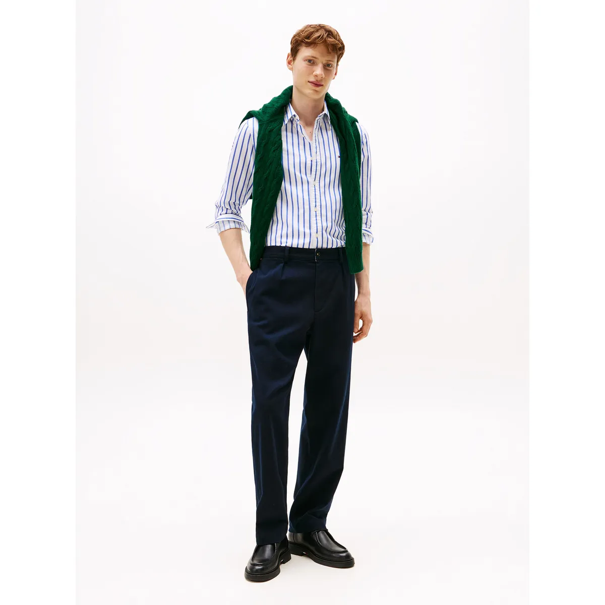 TOMMY HILFIGER - Camisa De Rayas Heritage Oxford Regular Fit Blanco Tommy Hilfiger
