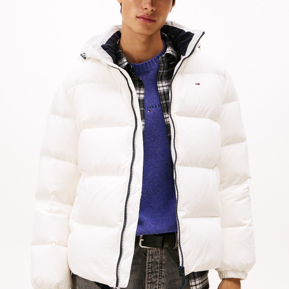 TOMMY HILFIGER - Parka Essential Acolchada Con Gorro Blanco Tommy Jeans