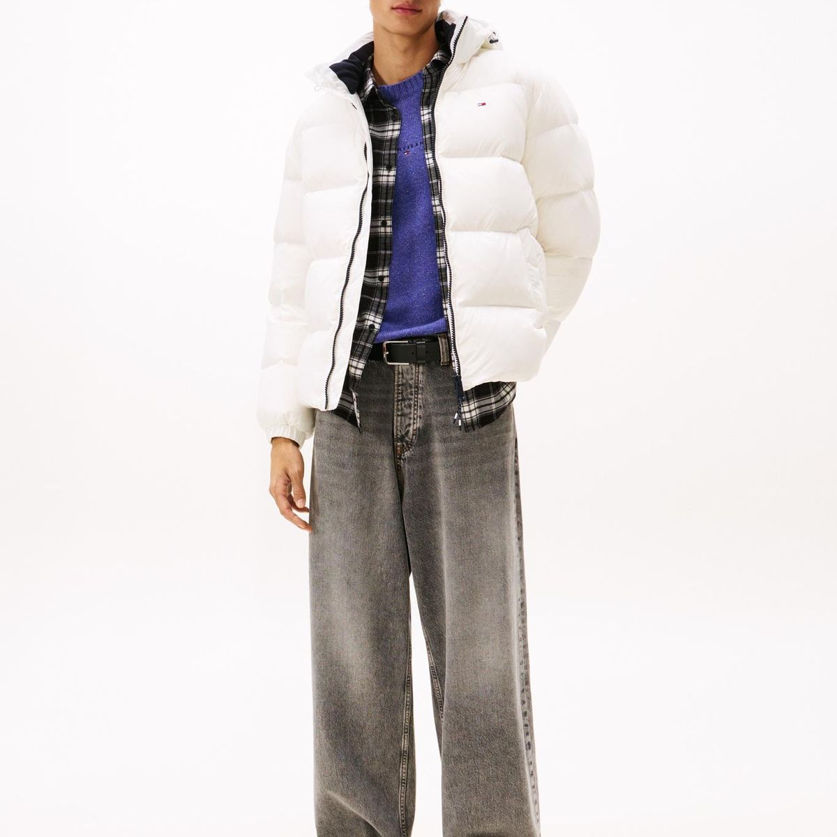 TOMMY HILFIGER - Parka Essential Acolchada Con Gorro Blanco Tommy Jeans
