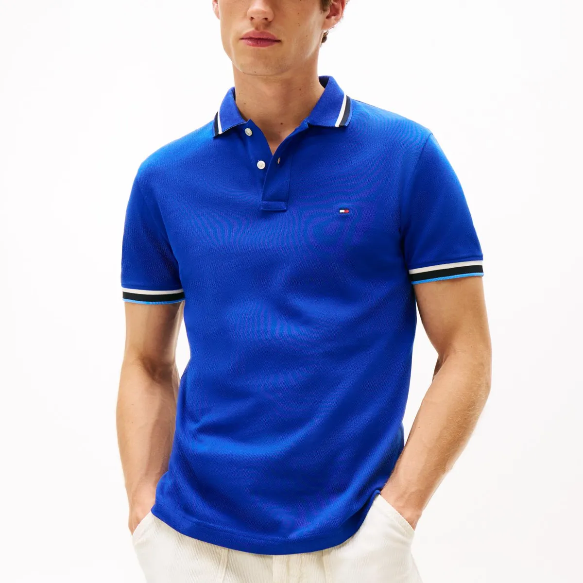 TOMMY HILFIGER - Polo Slim Fit Con Logo Azul Tommy Hilfiger