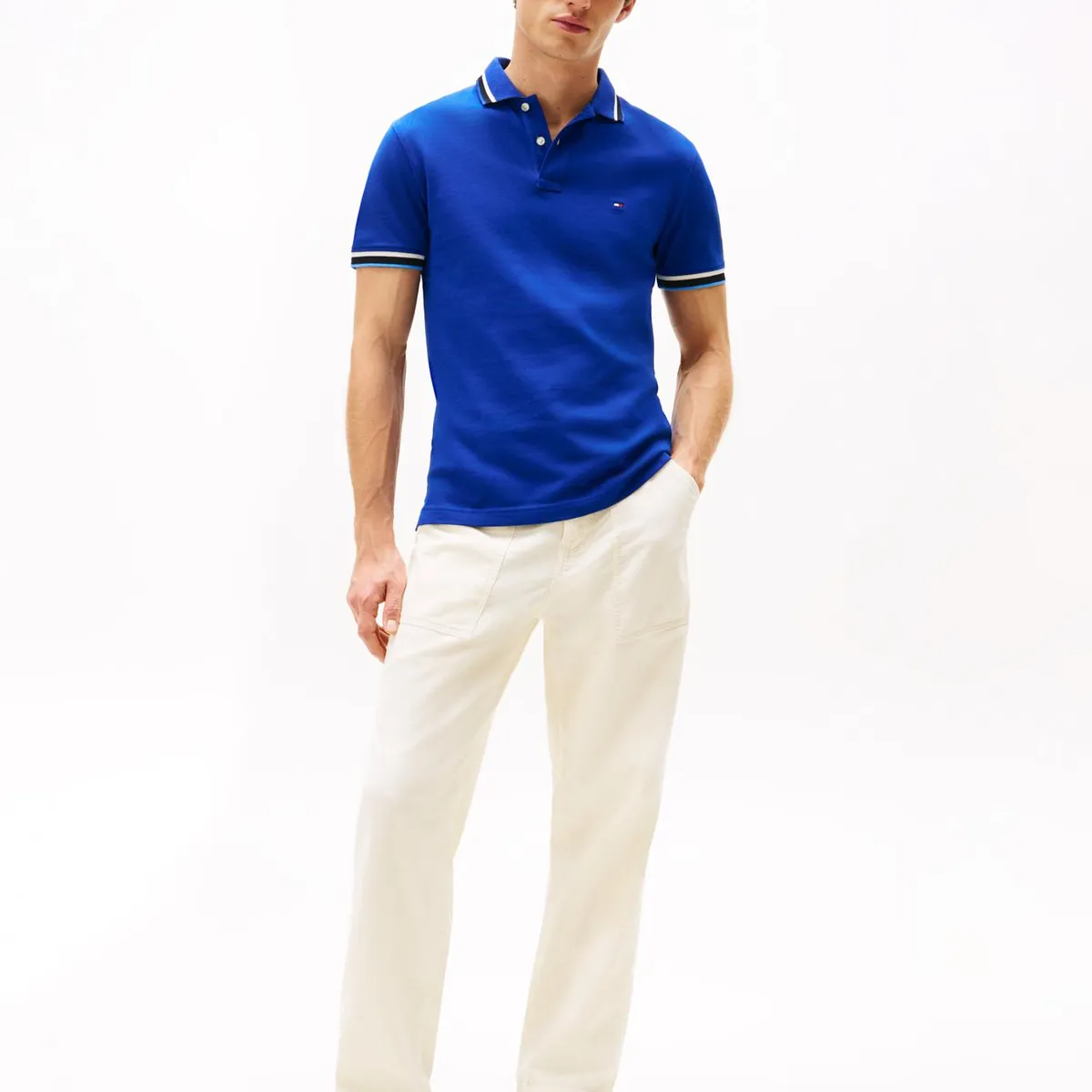 TOMMY HILFIGER - Polo Slim Fit Con Logo Azul Tommy Hilfiger