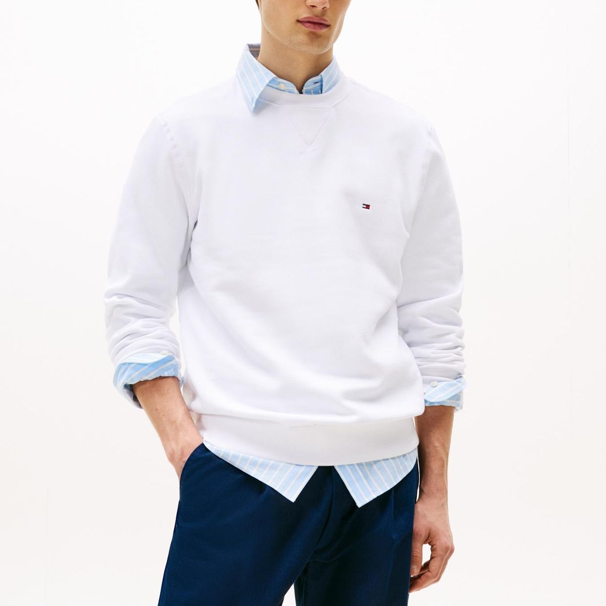 TOMMY HILFIGER - Polerón Essential Con Logo Blanco Tommy Hilfiger