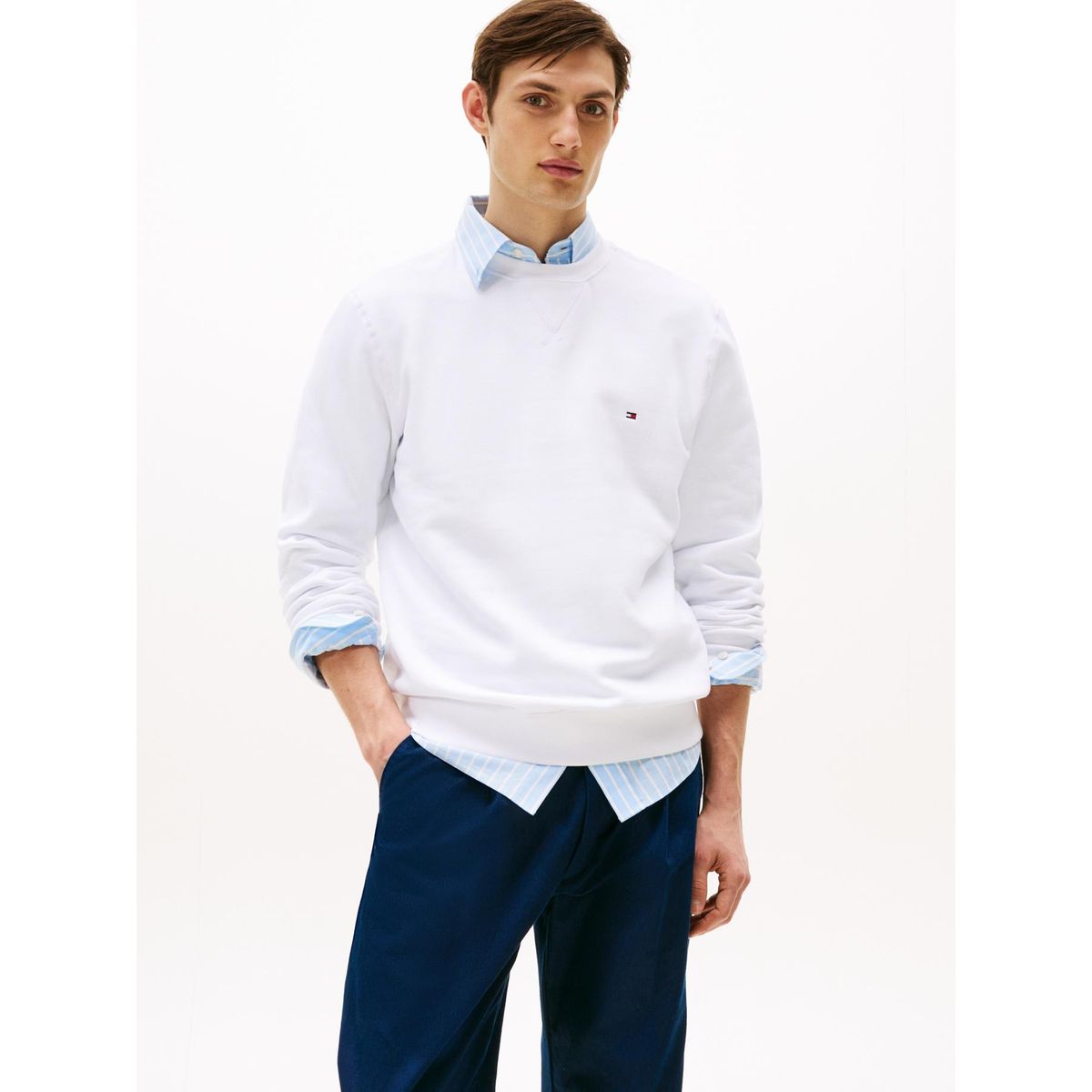 TOMMY HILFIGER - Polerón Essential Con Logo Blanco Tommy Hilfiger