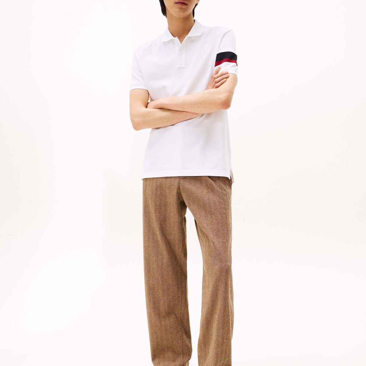 TOMMY HILFIGER - Polo Regular Fit Stripe Logo Blanco Tommy Hilfiger