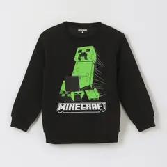 MINECRAFT - Polerón Cerrado Niño Creeper Run Negro