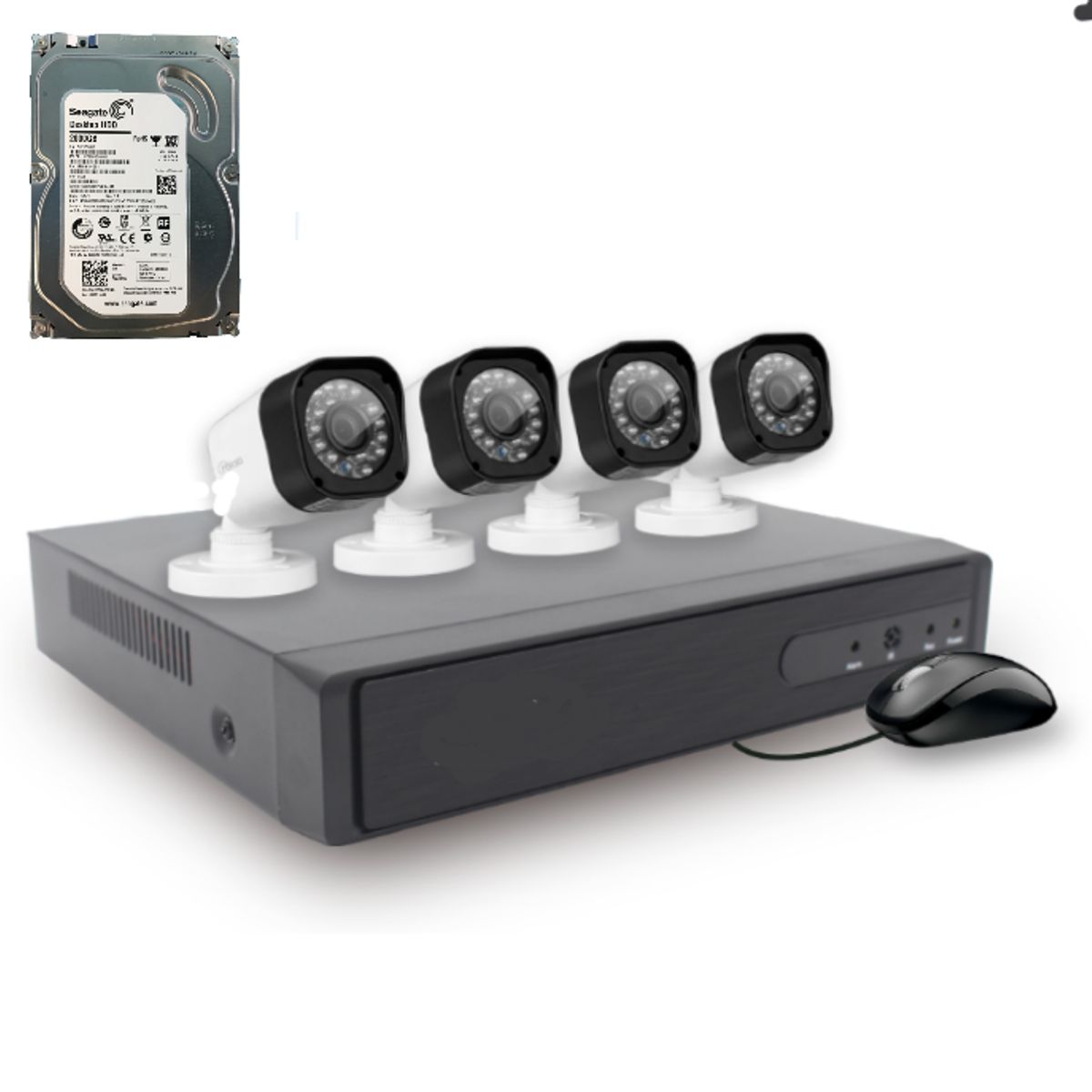 ARTIHOGAR - Kit Cctv 4 Cámaras Seguridad + Disco Duro 1 Terabyte Instalado en DVR HD 720P