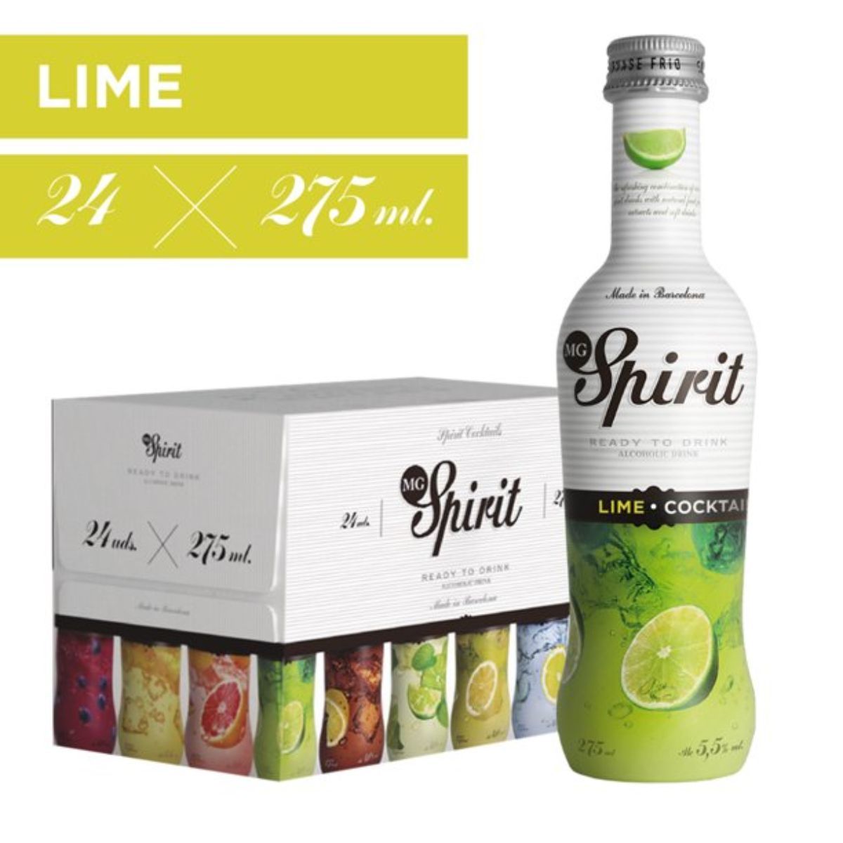 MG SPIRIT - Vodka Spirit Lime 275cc 24 Unidades