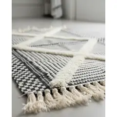 GENERICO - Alfombra de Lino Bajada de Cama estilo Boho medida 60 cm x 90 cm