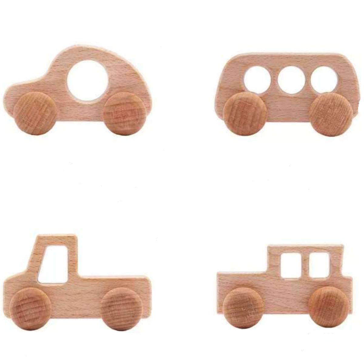 ABC - Set 4 Autos de Madera Montessori Educativo