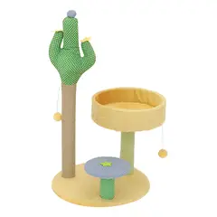 HOOPET - Torre De Juegos Para Gatos Cactus 2 Niveles Amarillo