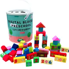 ABC - Balde de Bloques Didácticos de Madera 52 Piezas Educativo