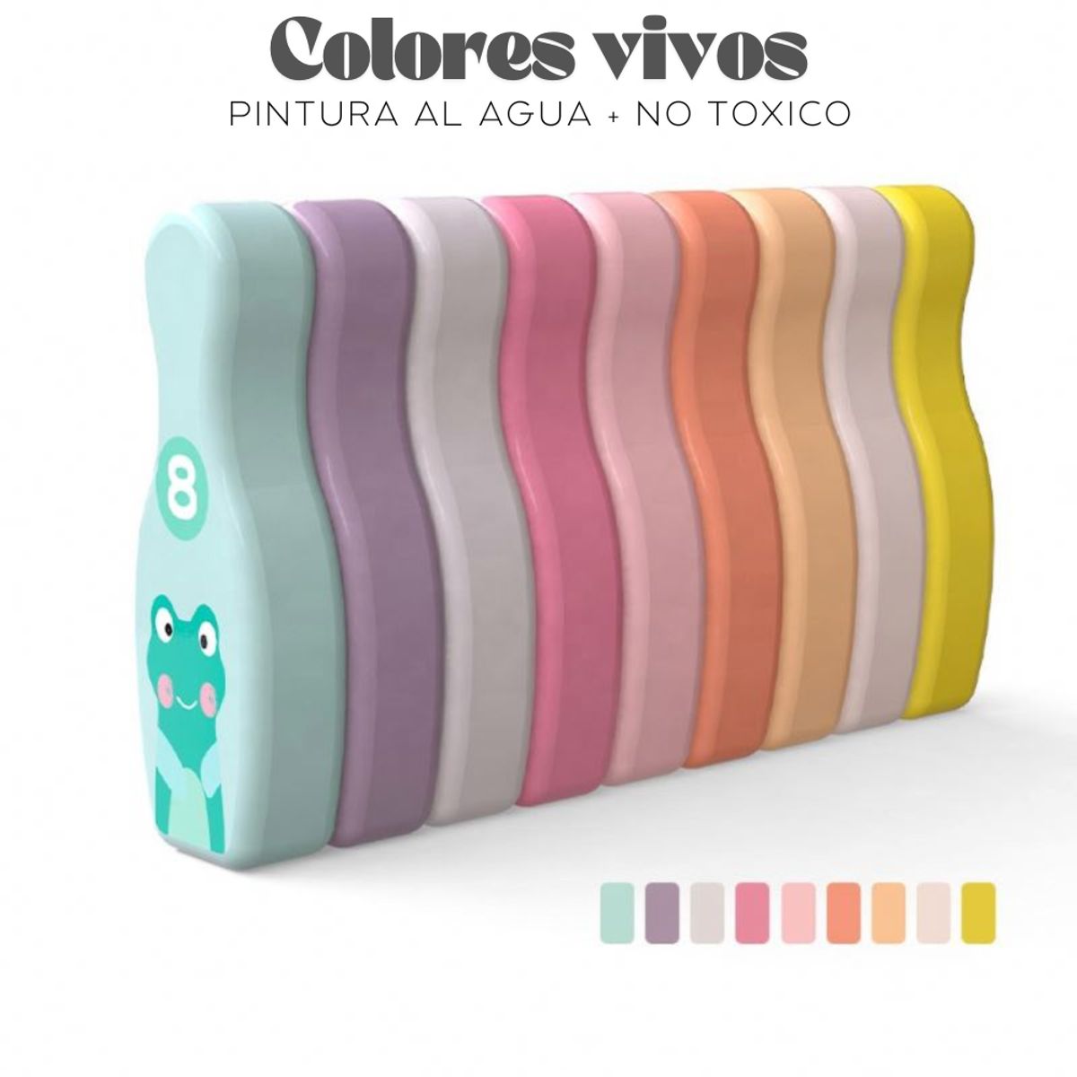ABC - Juego de Bolos Palitroque de Madera Infantil Juguete Educativo